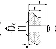Размеры заклепки Bralo алюминий/алюминий стандартный бортик