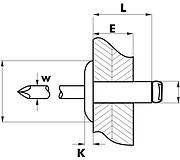 Размеры заклепки Bralo сталь/сталь широкий бортик