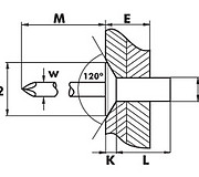 Размеры заклепки Fasty алюминий/сталь потайной бортик 120°, закрытой